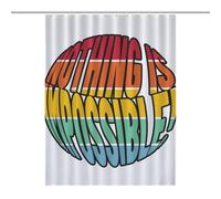 Bath CurtainRideau Opaque Pour Douche /Baignoire, Polyester Nothing Is Impossible Rainbow Short Sentence Imperméable Avec Crochets Et Oeillets , Résistant À La Chaleur