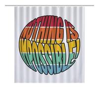 Bath CurtainRideau Opaque Pour Douche /Baignoire, Polyester Nothing Is Impossible Rainbow Short Sentence Imperméable Avec Crochets Et Oeillets , Résistant À La Chaleur