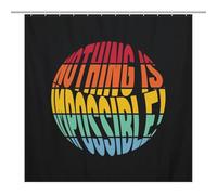 Bath CurtainRideau Opaque Pour Douche /Baignoire, Polyester Nothing Is Impossible Rainbow Short Sentence Black Imperméable Avec Crochets Et Oeillets , Résistant À La Chale