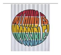Bath CurtainRideau Opaque Pour Douche /Baignoire, Polyester Nothing Is Impossible Rainbow Short Sentence Imperméable Avec Crochets Et Oeillets , Résistant À La Chaleur