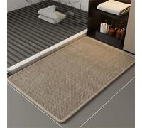 Bath Mat Thin Bathroom Rugs Non Slip Bathroom Mat Quick Dry, Shower Mats Outside Shower, Braided Absorbent Washable Floor Bath Rugs with Rubber Backing for Sink, Home Decor (Beige Oval, 40x60cm)