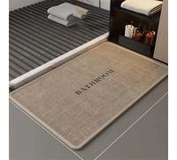 Bath Mat Thin Bathroom Rugs Non Slip Bathroom Mat Quick Dry, Shower Mats Outside Shower, Braided Absorbent Washable Floor Bath Rugs with Rubber Backing for Sink, Home Decor (Beige Bathroom, 50x80cm)