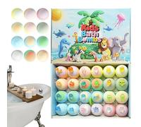 Bath Salt Ball | 24 Pieces Colorful Aromatic Relaxing Body Cleanser - 33x19.5x4.8cm Bubble Bath Salt With Animal Toys,for Boys Girls Spa Home Tub Travel Hotel