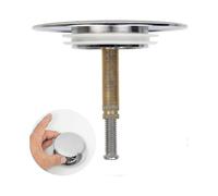Bath Stopper, 70 Mm, with Double Seal, Height Adjustable, Universal Bath Stopper, Sink Valve, Hardened Brass with Chrome Finish Z/YY