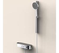 Bath Tap Wall Murd Gris Bath Bather Taps Waterfall avec pomme de douche à main, Tapis de douche avec kit de rail de douche à colonne montante rigide (blanc) Beauty Comes