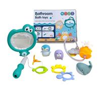 Bath Toys for Kids - Modular Water Playset with Drainage Holes, Suction Cup Bathroom Toy Organizer, Portable Bath Time Toy Set for Boys Girls Pool and Tub Fun Learning Activity Set