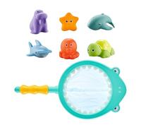 Bath Toys Set, 6-Piece Floating Animal Water Toys with Fishing Net, Interactive Bath Time Game for Little 1, Splash Play Play for Boys and Girls, Kids Bathtub Activity