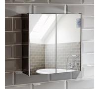 Bath Vida Armoire à miroirs pour Salle de Bain, équipée de 2 Portes en Acier Inoxydable avec mécanisme de Verrouillage magnétique - Argent