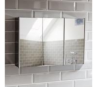 Bath Vida Armoire de Salle de Bain 3 Portes en Acier Inoxydable avec mécanisme magnétique Argenté