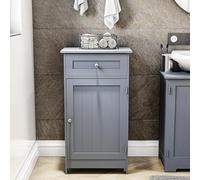 Bath Vida Armoire de salle de bain autoportante 1 porte 1 tiroir gris FSC 100 % H 77 x l 43 x P 34 cm