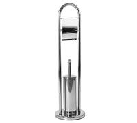 Bath Vida Brosse WC et Support pour Rouleau de Papier en Acier Inoxydable à Base Ronde de Salle de Bain avec Support