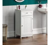 Bath Vida Colonne de rangement pour salle de bains, 1 porte et 1 tiroir, bois, blanc