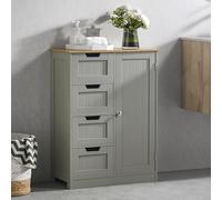 Bath Vida Priano Armoire de Salle de Bain à 4 tiroirs et 1 Porte Gris, Bois, Grey Bathroom 4 Drawer 1 Door Cabinet