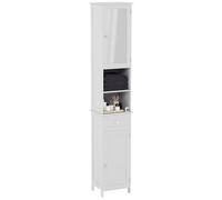 Bath Vida Priano Armoire de Salle de Bain Haute avec Miroir, Armoire de Rangement sur Pied, unité Haute, Blanc