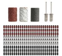 Batheidon Kit Tambours de Ponçage 248 Pièces, Embout Emeri, Bandes Abrasives 80/120/180 Grains, Accessoires pour Bois, Métal, Bricolage, Compatible Outils Rotatifs et Perceuses, 2 Mandrins Inclus