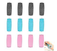 Batheidon Lot de 12 Rouleaux de Remplacement, Têtes Recharges avec 3 Niveaux de Rugosité, Pierre Ponce pour Élimination des Callosités, Peaux Sèches et Dures, Compatible Multi-Marques
