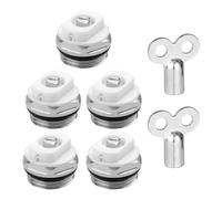 Batheidon Lot de 5 Vannes de Purge pour Clé Purge Radiateur, Purgeur Radiateur,Purgeur de Radiateur Soupape d'Aération,1/2 clé purge radiateur, chauffage purgeur,Compatible Chauffage Central
