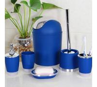 Bathlux Lot de 6 accessoires de salle de bain Support de brosse WC, poubelle, porte-savon, support de brosses à dents, distributeur de savon, verre à dent Style moderne