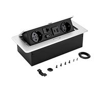 Bathrena Prise encastrable, AC 250 V 16 A pop-up - Prise de sol rétractable avec 2 chargeurs LAN UE HDMI et USB type 5 V 2 A - Argenté