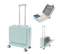 Bathrena Valise à main de 45,7 cm avec ouverture avant, valise rigide en ABS avec 4 roulettes à 360° et serrure à mot de passe, port de charge USB et porte-gobelet, 40 x 23 x 45 cm, Vert menthe