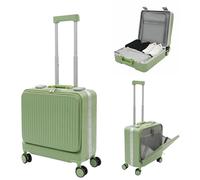 Bathrena Valise à main de 45,7 cm avec ouverture avant, valise rigide en ABS avec 4 roulettes à 360° et serrure à mot de passe, port de charge USB et porte-gobelet, 40 x 23 x 45 cm, vert, Moderne