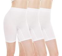 BATHRINS Short sous Robe Femme Culotte Taille Haute de Legging SéCurité sans Couture Panty Invisible Elastique Eté Anti Frottement Pantalons Sport(Blanc#3,XL)