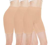 BATHRINS Short sous Robe Femme Culotte Taille Haute de Legging SéCurité sans Couture Panty Invisible Elastique Eté Anti Frottement Pantalons Sport(Beige#3,XL)
