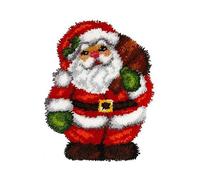 Bathroom Absorbent Foot Mat DIY Latch Hook Kit Rug Making for Kids Adults Crochet Yarn Kits with Printed Canvas Santa Pattern Crochet Yarn Kits,52X38c