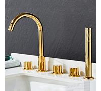 Bathroom Basin Mixer Tap à 5 trous Tap de bain Set Chrome Bath Baign Batch Tap avec douche 360 Tap pivotant Tête de salle de bain Mixer Savel Tap Double Lever-B-B LWX