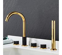 Bathroom Basin Mixer Tap à 5 trous Tap de bain Set Chrome Bath Baign Batch Tap avec douche 360 Tap pivotant Tête de salle de bain Mixer Savel Tap Double Lever-B-B LWX
