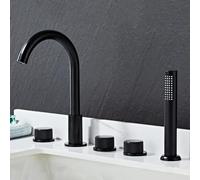 Bathroom Basin Mixer Tap à 5 trous Tap de bain Set Chrome Bath Baign Batch Tap avec douche 360 Tap pivotant Tête de salle de bain Mixer Savel Tap Double Lever-B-B LWX