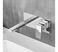 Bathroom Brass Single Lever Wall Mounted Mixer Tap, Hot & Cold Basin Sink Faucet, Chrome-Plated