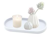 Bathroom Counter Tray - Silicone 25x11cm 175g Oval Vanity Organizer Single Piece Thickened Storage Holder - Cosmetics Perfume Keys Display - Coffee Table Decorative Accent