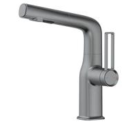 Bathroom Faucet with Pull Out Sprayer, 360° Swivel Lift Basin Faucet, Brass 2 Function Vanity Sink Single Handle Mixer Taps Hot and Cold Water,Chrome (Brushed Gold)