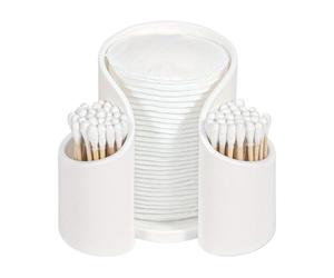 Bathroom Floss Dispenser - Cotton Swab Organizer | PP Material Compact Case in White Blue Light Red, Travel Desktop Storage for Cotton Pads Cups Accessories, Home Hotel