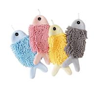Bathroom Hand Towels - Soft Chenille Towels, 4 Piece Soft Chenille Hand Towel with Cartoon, Absorbent Towel for Kids Adults, Animal Lovers Ideal for Home Shower, Restroom Cooking or Housewarming