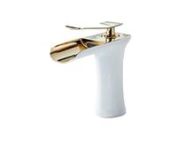 Bathroom Mixer Tap Brass Waterfall Sink Faucet Deck Mounted Single Handle Hot And Cold Water Basin Faucet White Black Gold(SLT117S-WG)
