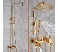 Bathroom Rain Shower Faucet Bath Shower Mixer Tap Gold Polish 8 inch Rainfall Head Bath Shower Set Bathtub Faucet Wall Mounted