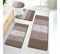 Bathroom Rugs Sets 4 Piece with Toilet Lid Cover, Non-Slip Absorbentb Rugs and Mats for Bathroom Microfiber Shaggy Machine Washable Bath Rug Set, Coffee