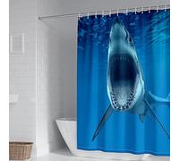 Bathroom Shower Curtain, Short Curtain Shark Polyester Blue Shower Curtain 48" W x 72" H(120x180cm) Bathroom Decor