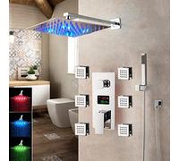 Bathroom Shower Faucet Chrome Finish Temperature Digital Display Shower Sets Body Massage System Jets Shower Column Faucet