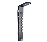 Bathroom Shower Panel Tub Faucets Black Brass with/Massage Jets Hand Shower Set Cold and Hot Water Mixer Tap