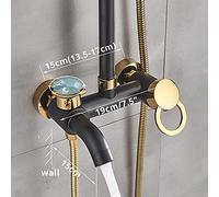Bathroom Shower Set Faucet Bath Shower Mixer Tap 8 inch Rainfall Head Shower System Bathtub Faucet with Hand Spray Wall Mounted-Gold (Black Gold)