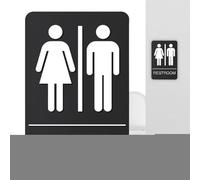 Bathroom Signs For Business,22.5x15cm Modern Self-Adhesive Unisex Signage - For Business Door Toilet Employees Office Home Restaurant Store Public Washroom Work