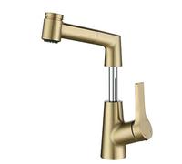 Bathroom Sink Faucet with Pull Out Sprayer, Brushed Bathroom Faucet, Single Handle, Hot and Cold Water, Swivel, Pull Out Multifunction Lavatory Mixer Tap