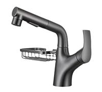 Bathroom Sink Faucets with Pull-Out Sprayer, Brass Hot and Cold Water Swivel Spout, Black