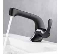Bathroom Sink Mixer Taps with Pull Out Sprayer, Retractable Brass Bathroom Faucet, Multifunction Hot and Cold Water Sink Faucet, Chrome