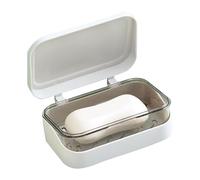 Bathroom Soap Dish with Lid - Bar Soap Storage Box with Drainage Base | Transparent Container, Keeps Dry and Organized, Hygienic Countertop Or Shower Organizer 5.2x3.15x1.97 in