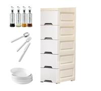 Bathroom Storage Cabinet, Narrow Kitchen Organizer with Casters, 5-Tier Vertical Drawer Shelf Unit for Hotel, Apartment, Rental, Restaurant, Kitchen, Bathrooms, and Business Space Organization