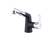 Bathroom Tap with Pull-Out Sprayer Hot and Cold Dual Mode Brass Single Handle Retractable Pull-Down Mixer taps for Basin faucets Sink Tap,Black